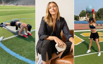 'Nữ hoàng' Maria Sharapova mướt mồ hôi tập luyện giữa trời nắng