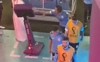 Cận cảnh Cavani xô ngã màn hình VAR trong ngày Uruguay bị loại