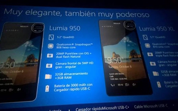 Rò rỉ chi tiết Microsoft Lumia 950, Lumia 950 XL, Lumia 550
