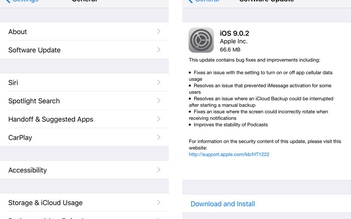 Apple tung ra bản iOS 9.0.2, sửa hàng loạt lỗi