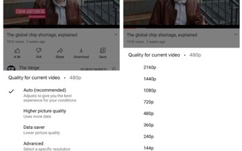 YouTube cho di động thêm thiết lập độ phân giải mới