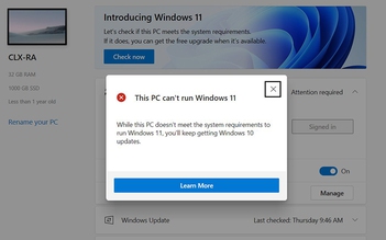 Microsoft sửa lỗi ứng dụng PC Health Check