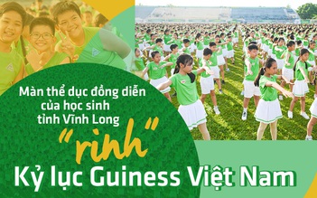 Màn thể dục đồng diễn của học sinh tỉnh Vĩnh Long “rinh” Kỷ lục Guiness Việt Nam