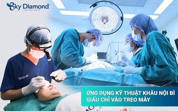 Ứng dụng kỹ thuật khâu nội bì giấu chỉ vào treo mày