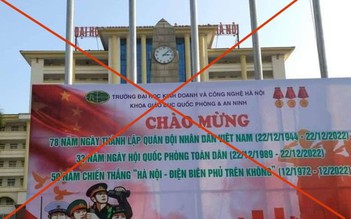 Pa nô của Trường ĐH Kinh doanh Công nghệ Hà Nội in hình cờ Trung Quốc