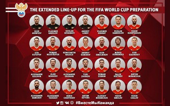 Nga tin vào lớp trẻ trong danh sách 28 tuyển thủ chuẩn bị World Cup 2018