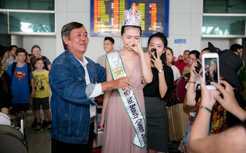 'Nữ hoàng sắc đẹp' Ngọc Duyên òa khóc khi gặp người thân ở sân bay