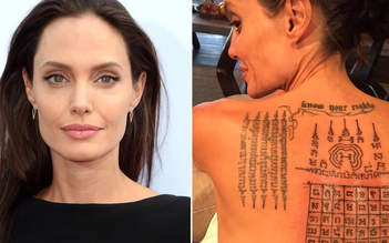 Angelina Jolie lộ hình xăm 'gắn kết hôn nhân' với Brad Pitt
