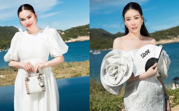 Hoa hậu Phương Lê mang túi hiệu, đeo trang sức kim cương đi sự kiện