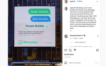 Mark Zuckerberg đánh giá cao WhatsApp hơn iMessage