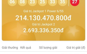Thêm một người may mắn trúng giải Jackpot của Vietlott hơn 214 tỉ đồng