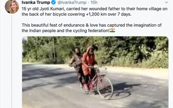 Cô gái 15 tuổi đạp xe chở người cha tật nguyền vượt 1.200 km về quê