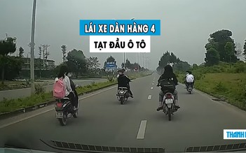 ‘Ngao ngán’ học sinh lái xe dàn hàng 4, lạng lách tạt đầu ô tô