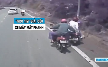 Kinh hoàng cảnh xe máy mất phanh khi đổ đèo, 3 người may mắn thoát chết