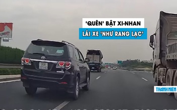 ‘Ngán ngẩm’ tài xế lái xe Toyota Fortuner ‘quên xi-nhan’, liên tục lạng lách trên cao tốc