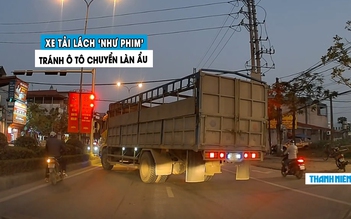 Xe tải đánh lái ‘như phim’ tránh ô tô con chuyển làn ẩu