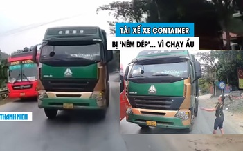 Tài xế xe container bị ‘ném dép’ vì vượt ẩu, suýt gây tai nạn