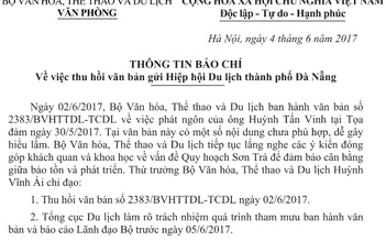 Thu hồi văn bản về 'phát ngôn của ông Huỳnh Tấn Vinh'