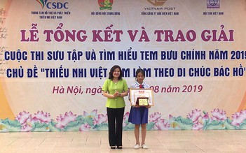 Học sinh lớp 5 đoạt giải đặc biệt cuộc thi tìm hiểu tem Bưu chính về Bác