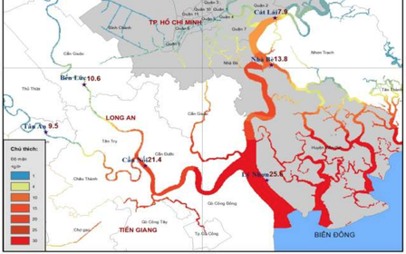 TP.HCM xâm nhập mặn đạt cấp độ cao nhất