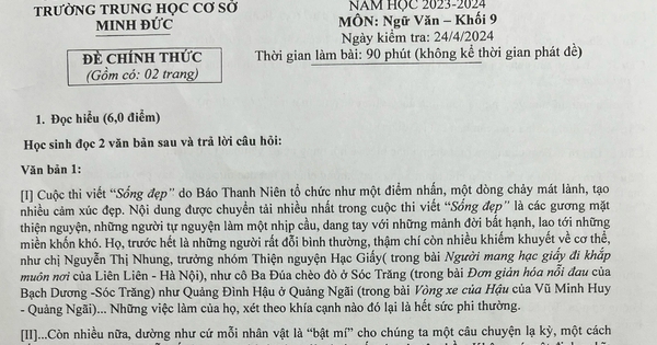 Đề kiểm tra ngữ văn lan tỏa tinh thần &#039;Sống đẹp&#039; từ cuộc thi B&aacute;o Thanh Ni&ecirc;n