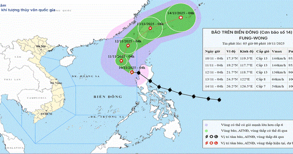 Bão Fung wong vào Biển Đông thành bão số 14, giật cấp 16