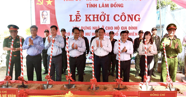 Ông Phan Đình Trạc dự lễ khởi công xây nhà cho bà con vùng lũ ở Lâm Đồng