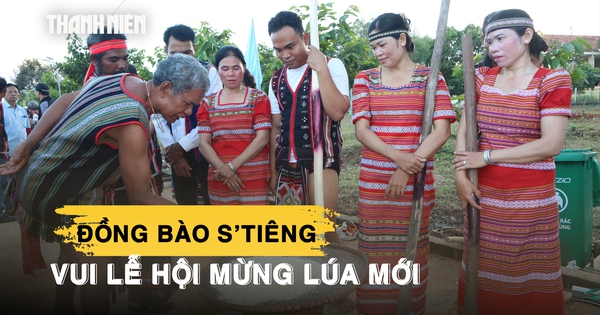 Đồng bào S’tiêng vui lễ hội mừng lúa mới trong tiếng giã gạo, cồng chiêng
