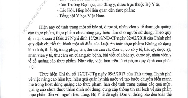 Chấn chỉnh b&aacute;c sĩ, nh&acirc;n vi&ecirc;n y tế quảng c&aacute;o thực phẩm chức năng