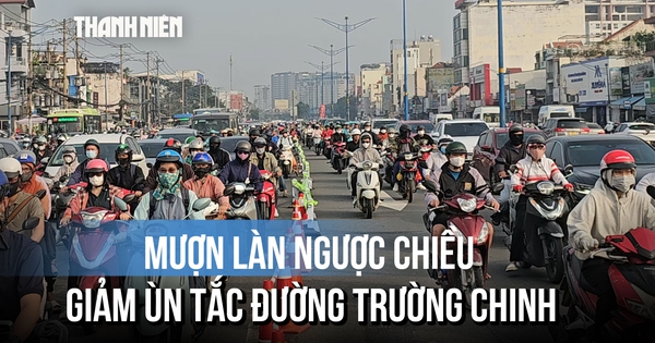 Mượn làn ngược chiều để giảm ùn tắc đường Trường Chinh qua khu rào chắn