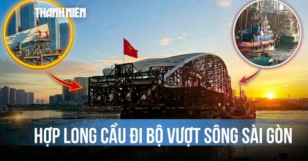 Hợp long cầu đi bộ vượt sông Sài Gòn: Tinh chỉnh từng milimet khối thép khổng lồ