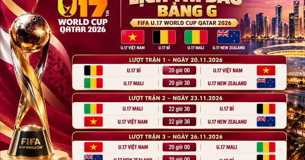 Lịch thi đấu chi tiết bảng G U.17 World Cup 2026: Chờ U.17 Việt Nam gây sốc