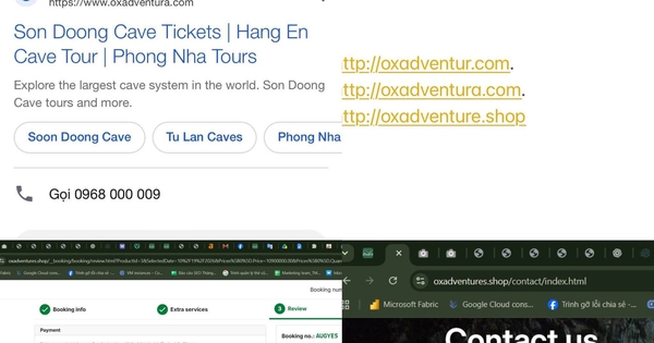 Cảnh báo website giả mạo Oxalis để lừa đảo bán tour Sơn Đoòng