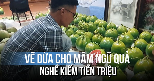 Vẽ dừa cho mâm ngũ quả: Nghề kiếm tiền triệu những ngày giáp tết