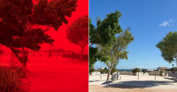 Bầu trời đỏ rực ở Tây Úc như 'tận thế' trước khi bão đến