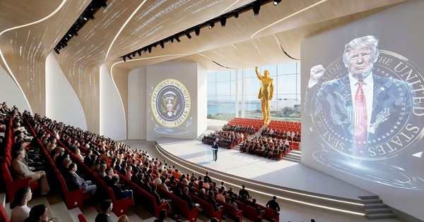 Hé lộ thiết kế thư viện ông Trump: tạc tượng vàng, đặt chuyên cơ Không lực Một