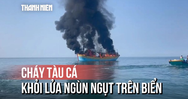 Cận cảnh chữa cháy tàu cá trên biển Phan Thiết