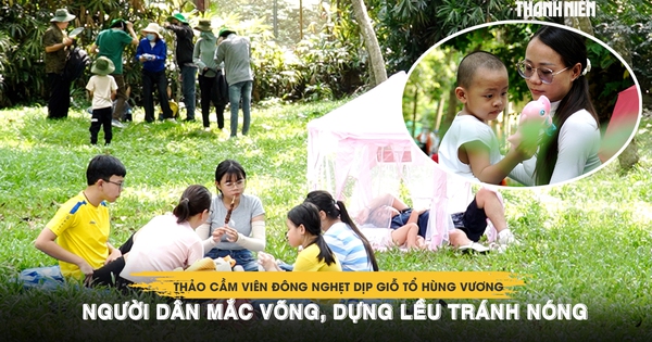 Thảo Cầm Viên đông nghẹt dịp Giỗ tổ Hùng Vương, người dân mắc võng, dựng lều tránh nóng