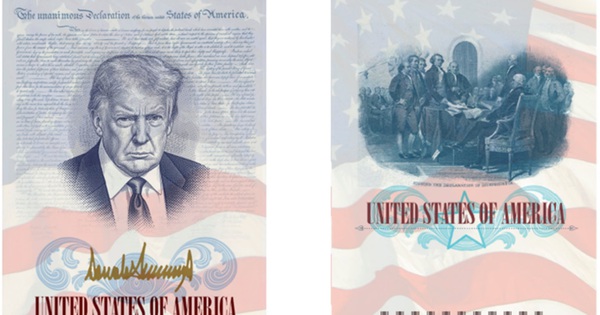 Hộ chiếu Mỹ phiên bản giới hạn in hình Tổng thống Donald Trump