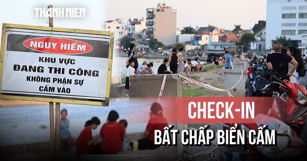 Biển cấm, dây chắn vẫn không ngăn được người vào check-in 'bãi biển Gò Vấp'