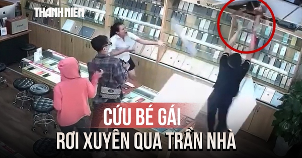 Thót tim khoảnh khắc cứu bé gái rơi xuyên qua trần thạch cao