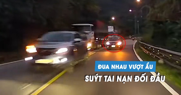 Hai ô tô đua nhau vượt ẩu, suýt gây tai nạn đối đầu trên đèo Bảo Lộc