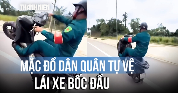 Xôn xao clip nam thanh niên mặc trang phục dân quân tự vệ lái xe bốc đầu