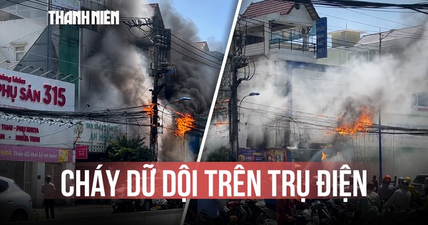 TP.HCM: Cháy dữ dội ở trụ điện trước ngân hàng đường Lương Định Của, người dân hoảng loạn