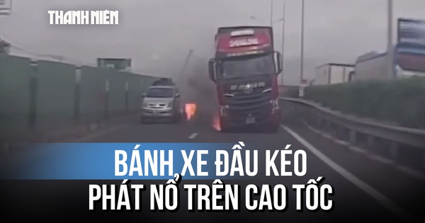 Bánh xe đầu kéo phát nổ, bốc cháy rồi văng ra khỏi xe trên cao tốc