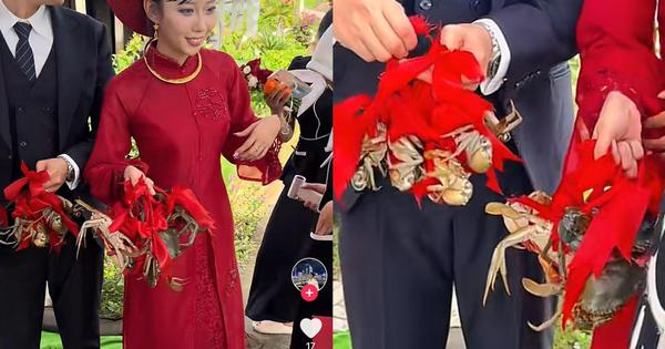 Cô dâu, chú rể trả duyên dàn bê tráp bằng cua Cà Mau