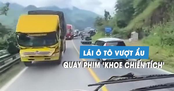 Lái xe vượt ẩu còn quay phim đăng mạng xã hội, tài xế bị CSGT xử phạt