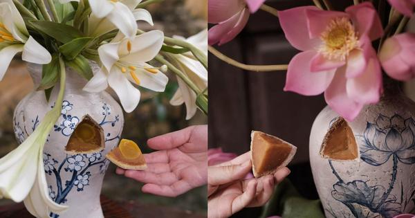 Nhìn như bình hoa thật, ít ai ngờ đây là bánh trung thu