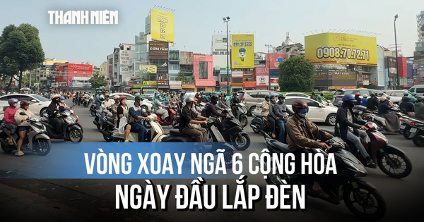 Vòng xoay ngã 6 Cộng Hòa ngày đầu lắp đèn, giao thông giờ cao điểm ra sao?