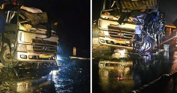 Xe khách lật gần hiện trường va chạm giữa 2 xe đầu kéo, 1 người tử vong